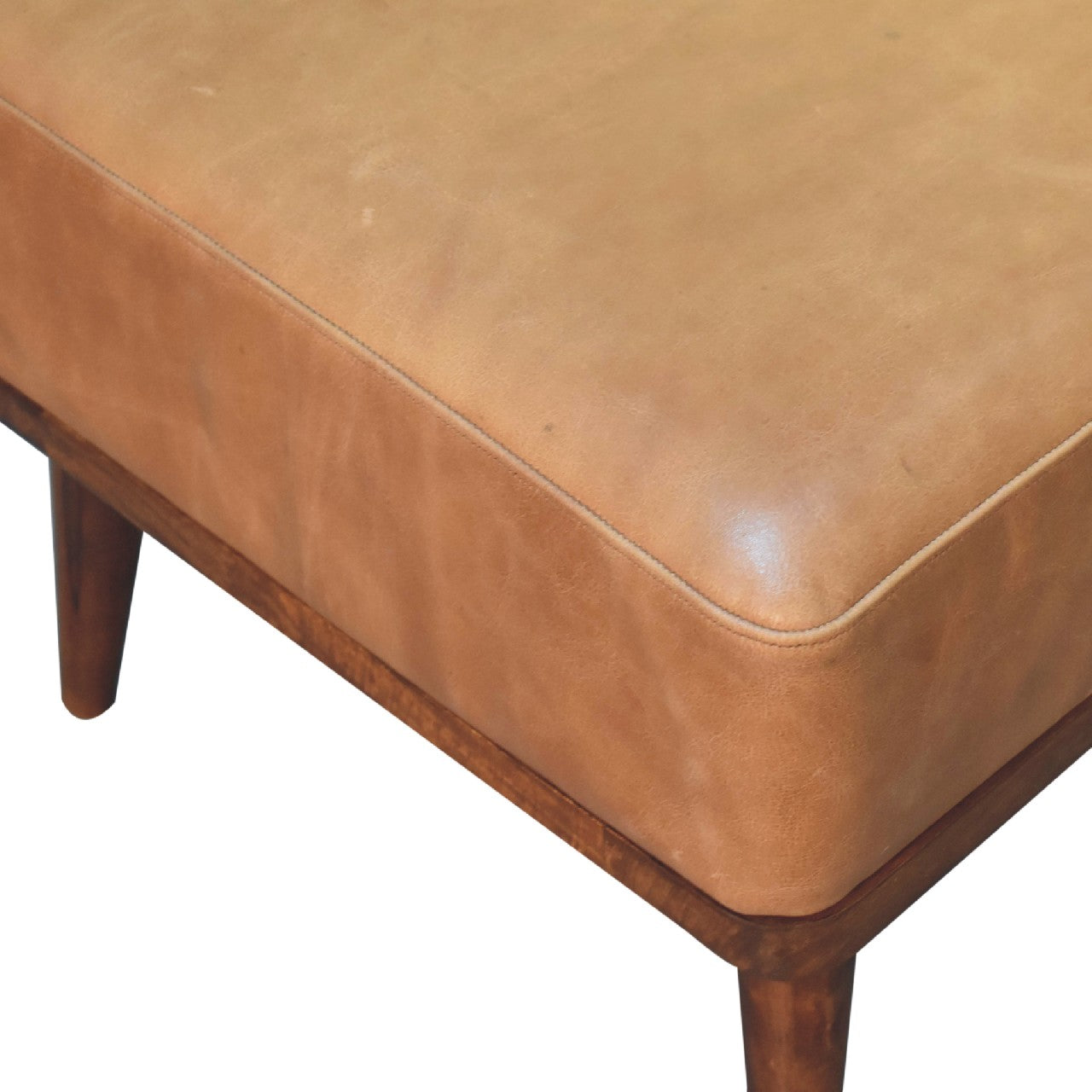 Tan Buffalo Leather Tan Footstool