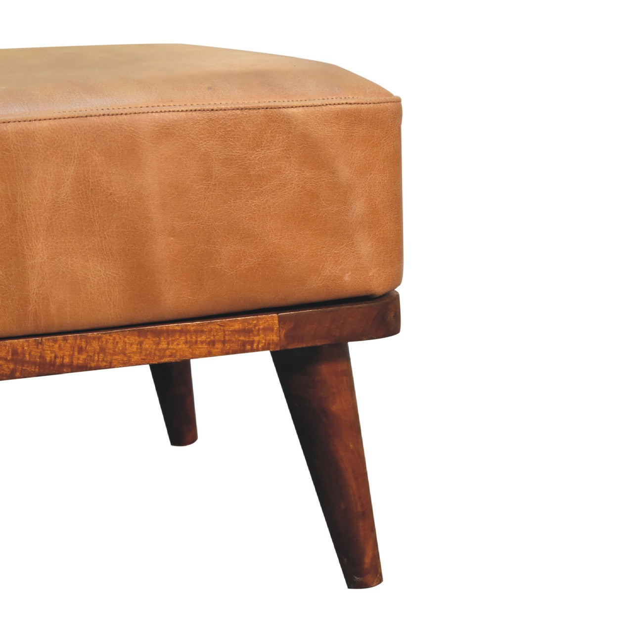 Tan Buffalo Leather Tan Footstool