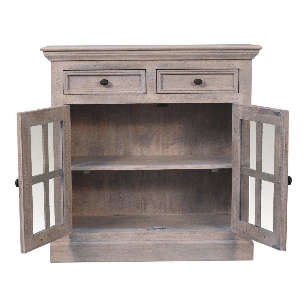 Stone Finish Cabinet with Glazed Doors