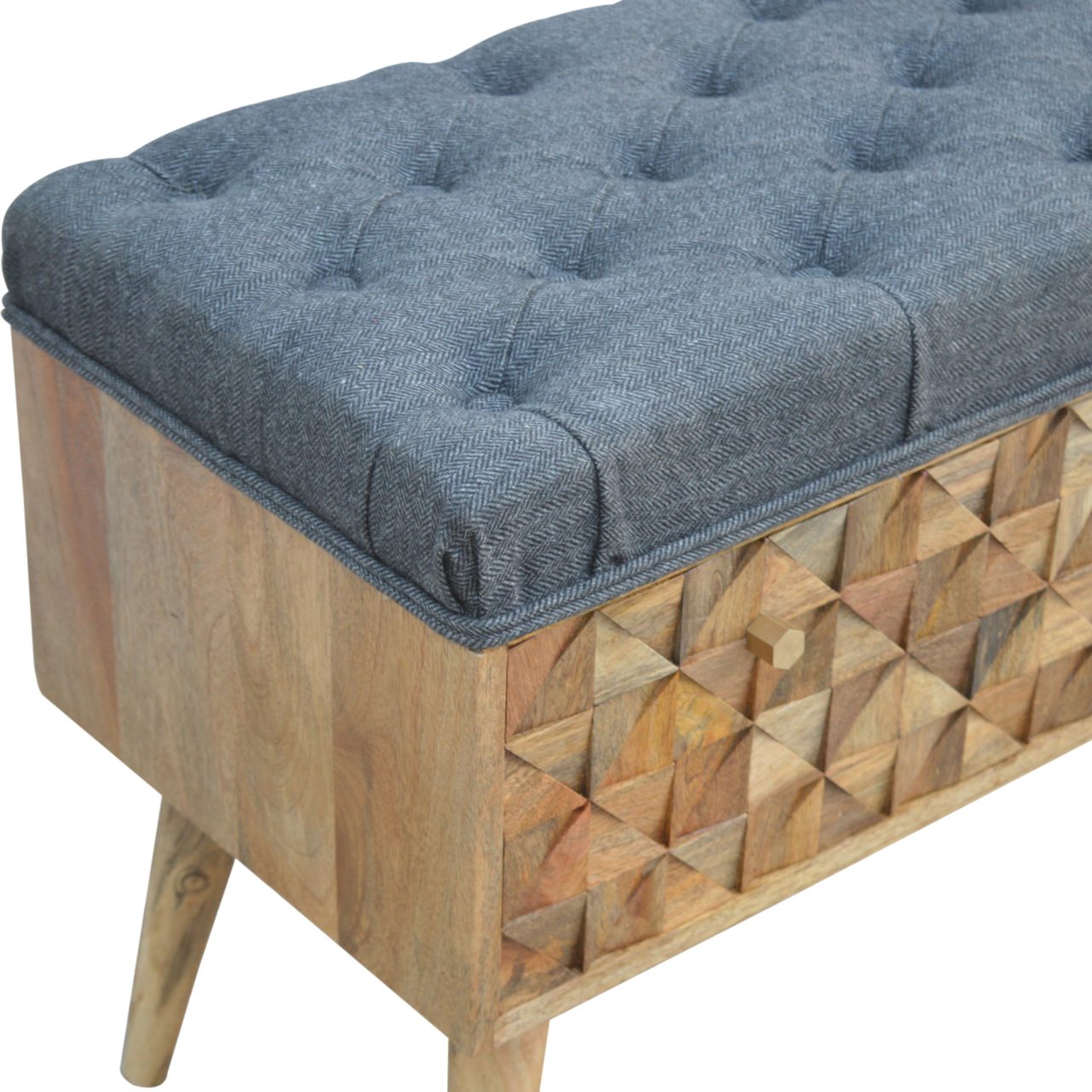 Grey Tweed Diamond Bench