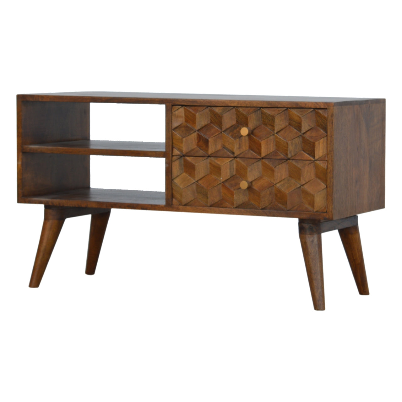 Chestnut Cube Carve Media Unit