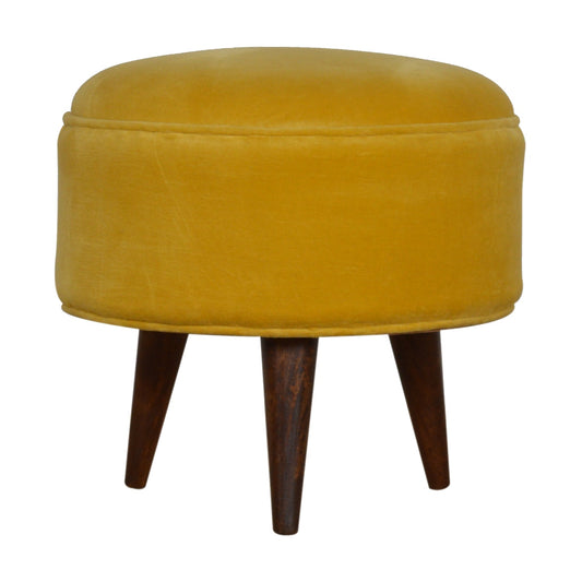 Mustard Velvet Nordic Footstool