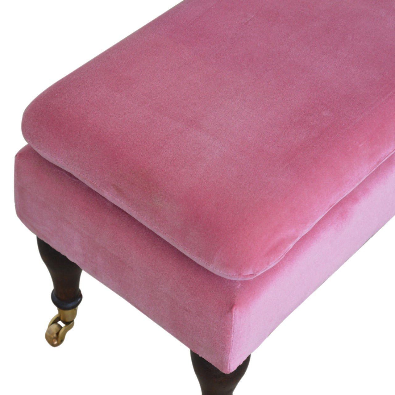 Pink Velvet Castor Bench