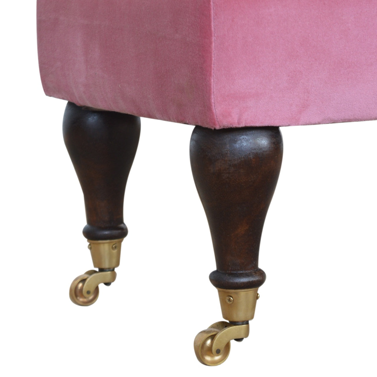 Pink Velvet Castor Bench