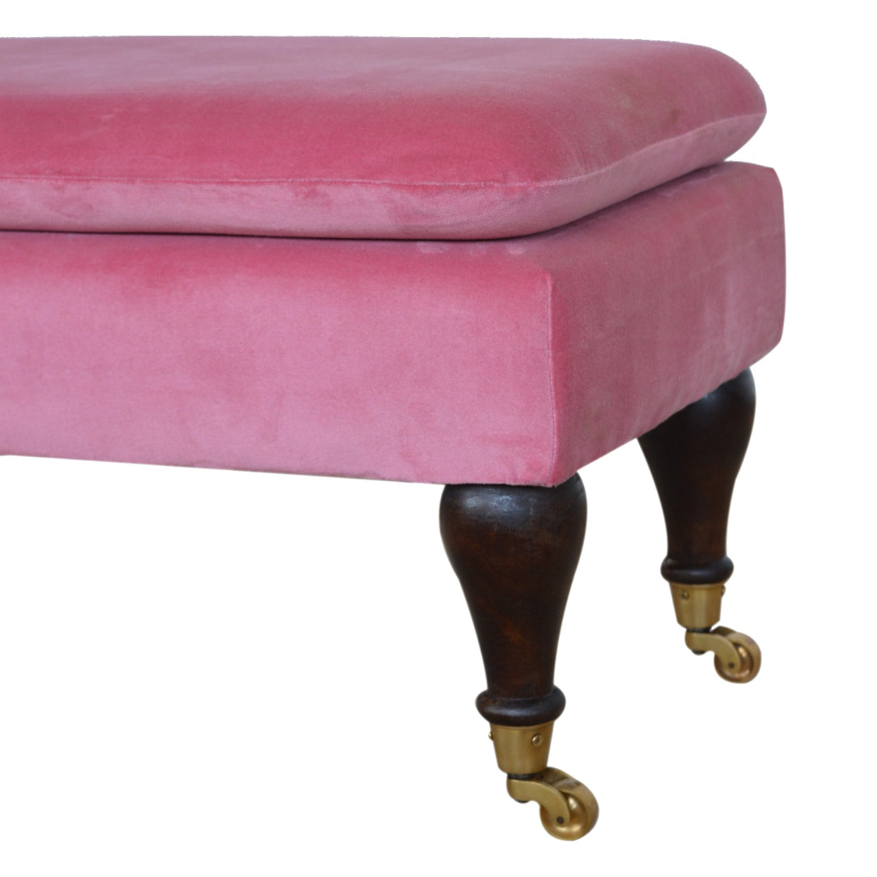 Pink Velvet Castor Bench