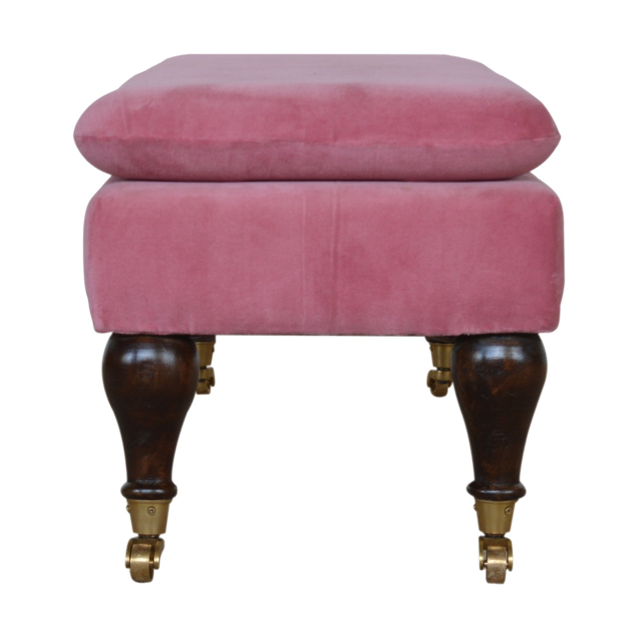 Pink Velvet Castor Bench