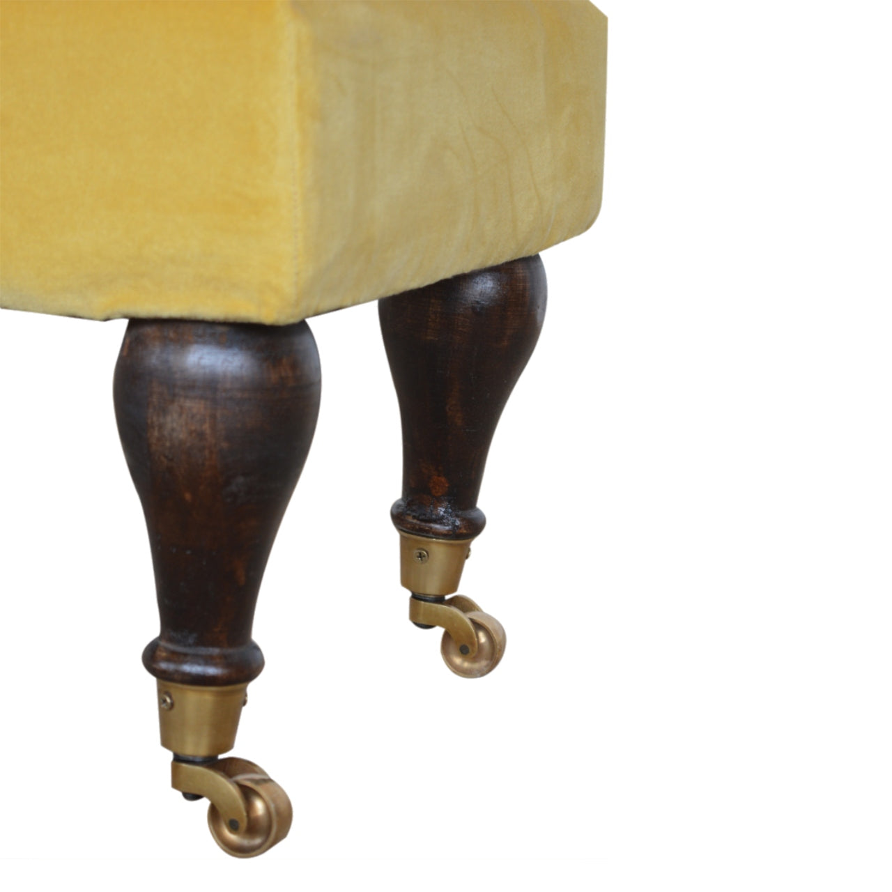 Mustard Velvet Castor Bench