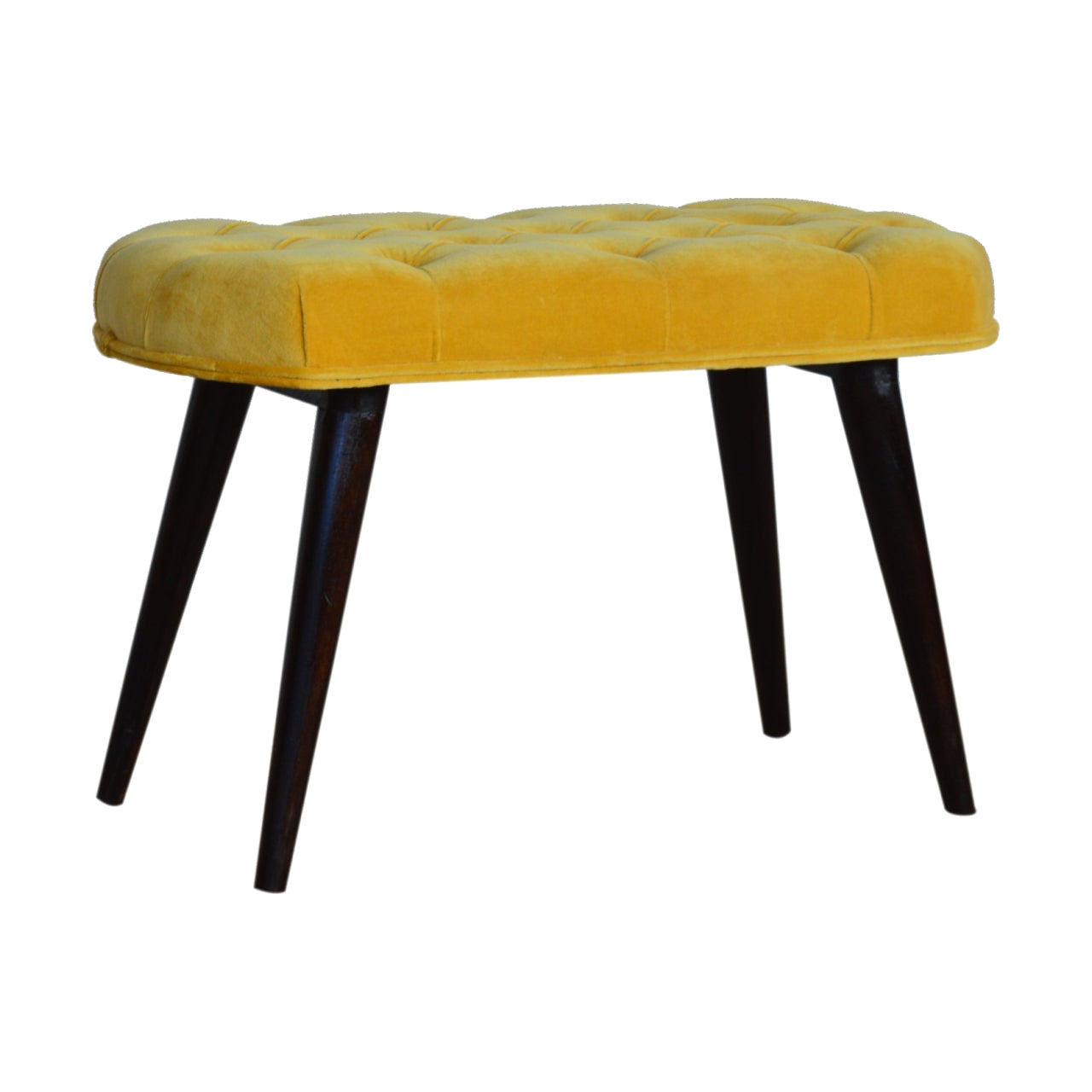 Mustard Velvet Deep Button Bench