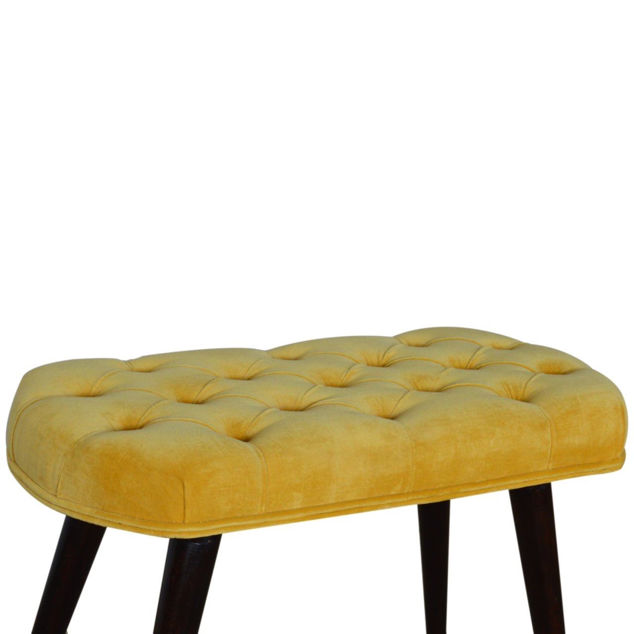 Mustard Velvet Deep Button Bench