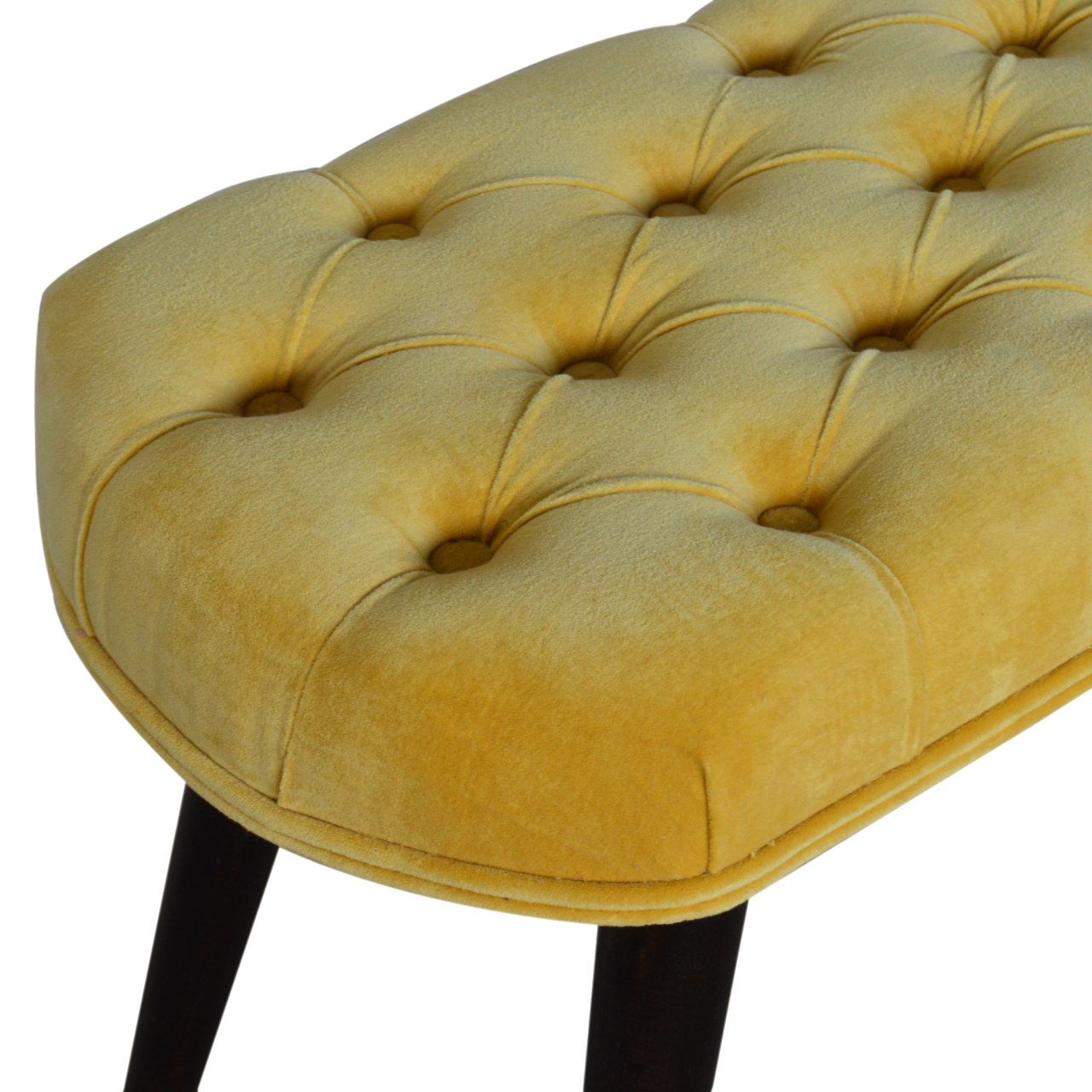 Mustard Velvet Deep Button Bench