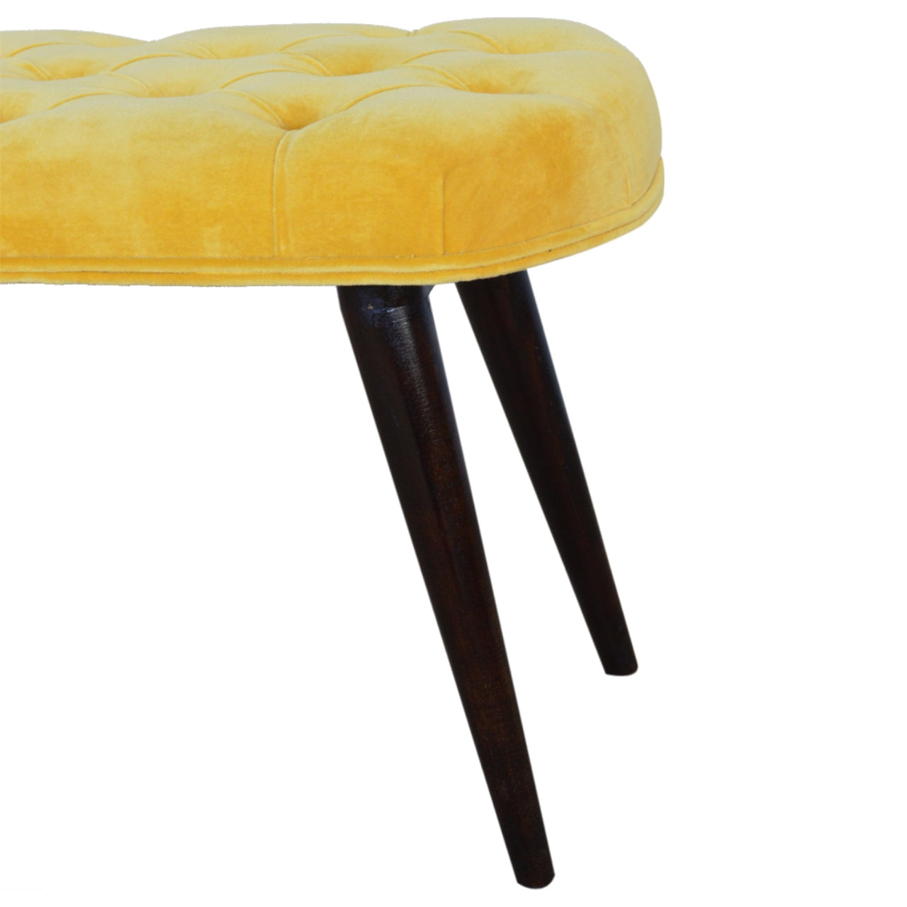 Mustard Velvet Deep Button Bench