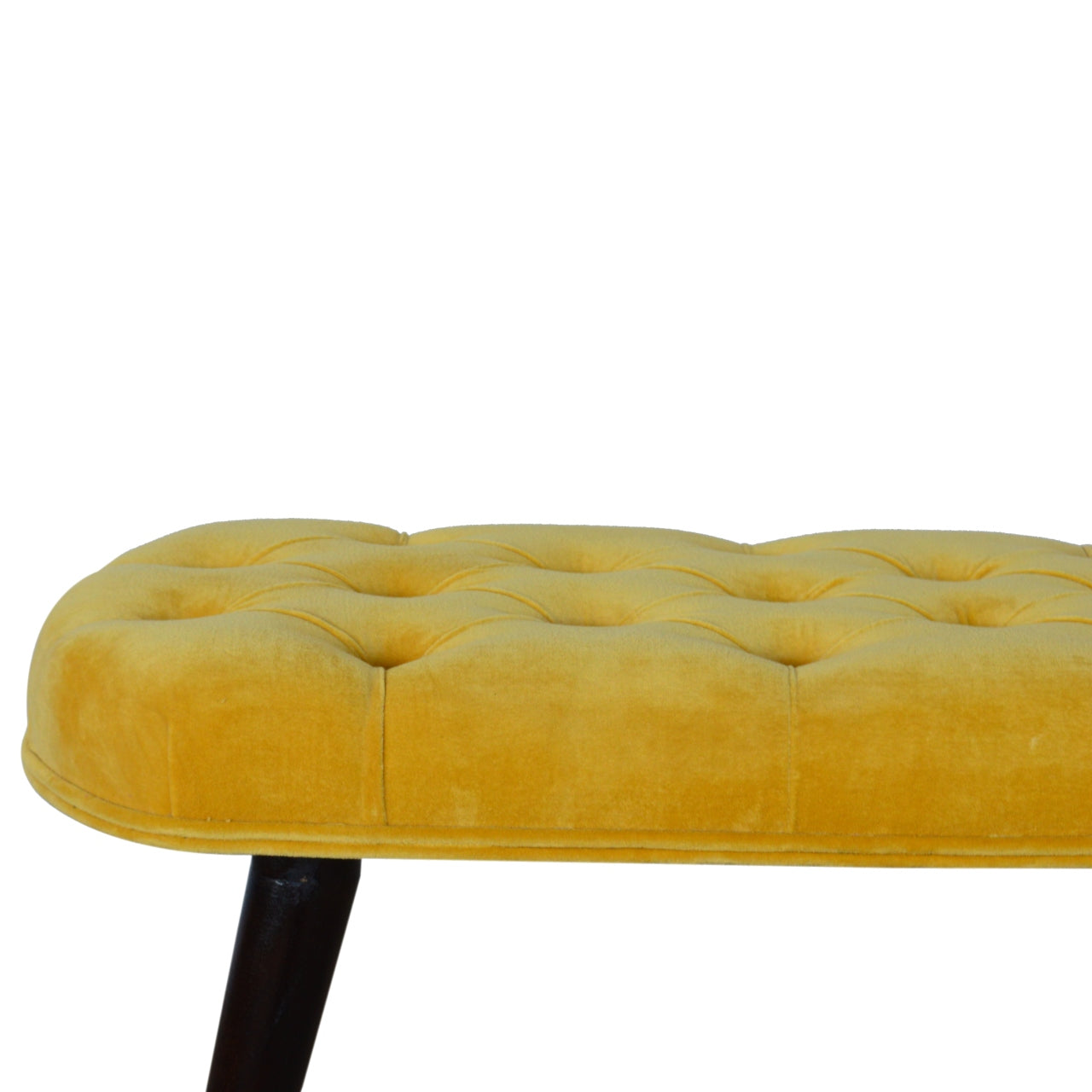 Mustard Velvet Deep Button Bench