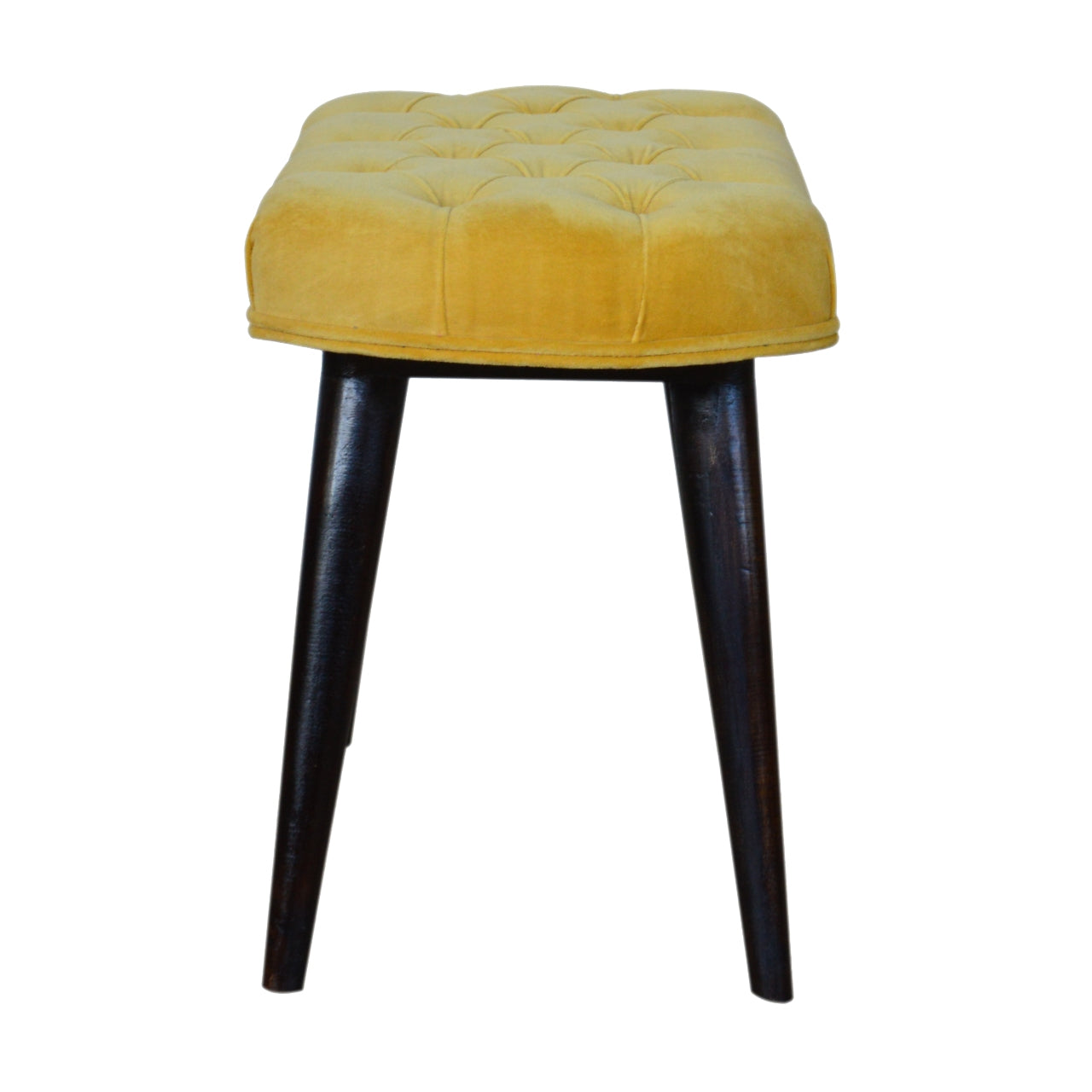 Mustard Velvet Deep Button Bench