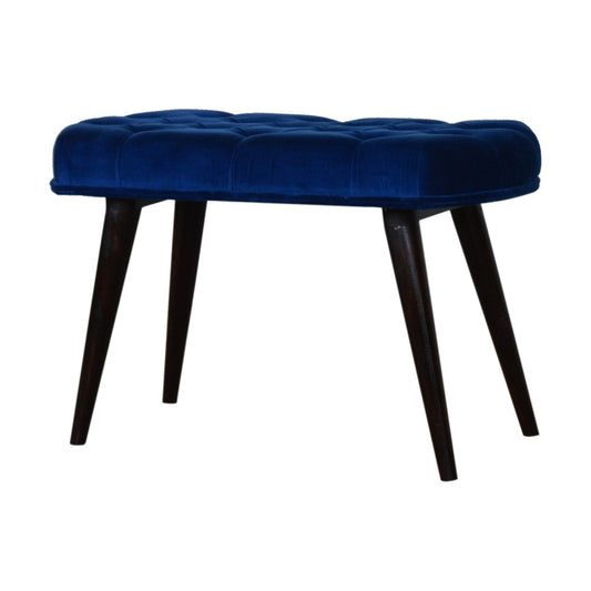 Royal Blue Velvet Button Bench