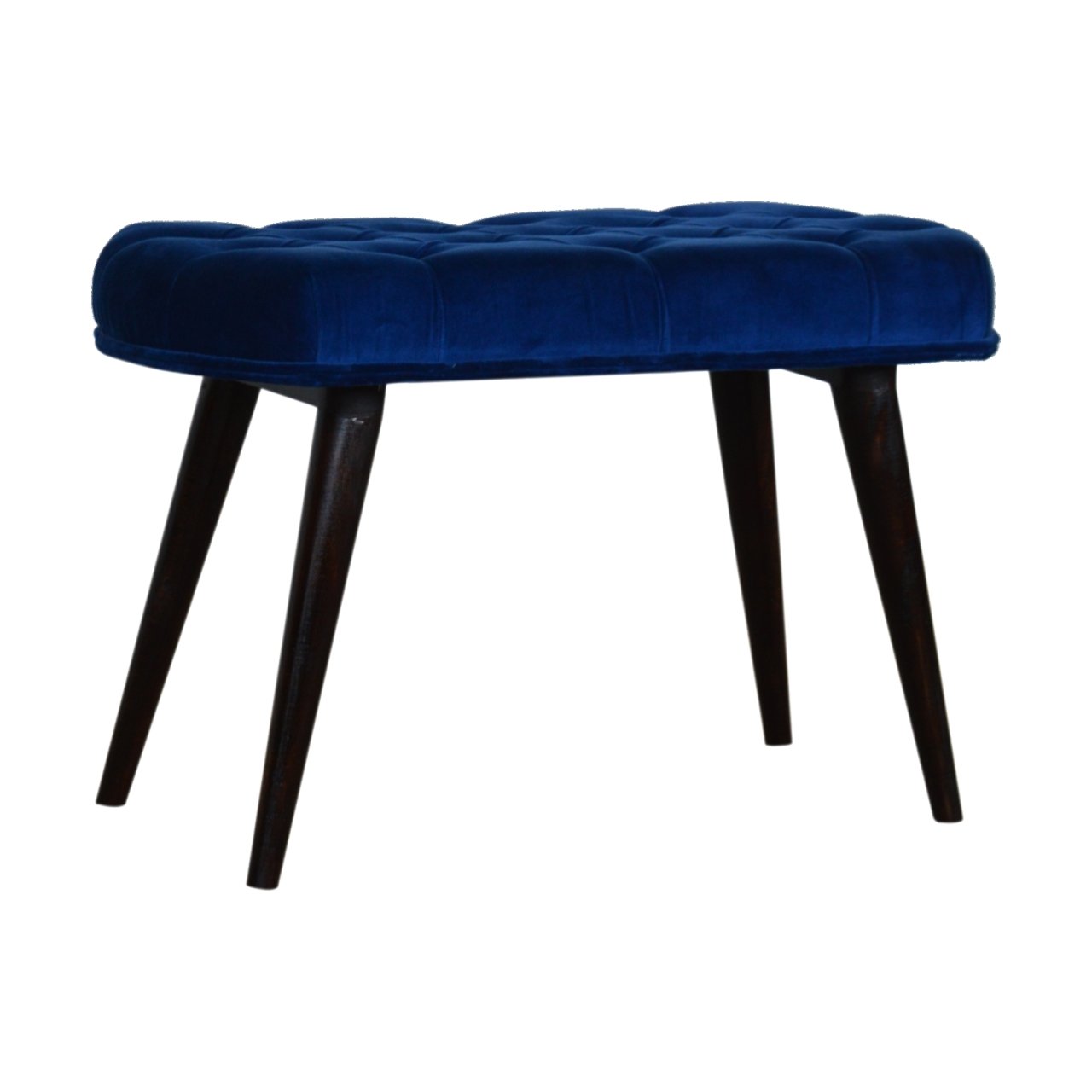 Royal Blue Velvet Button Bench