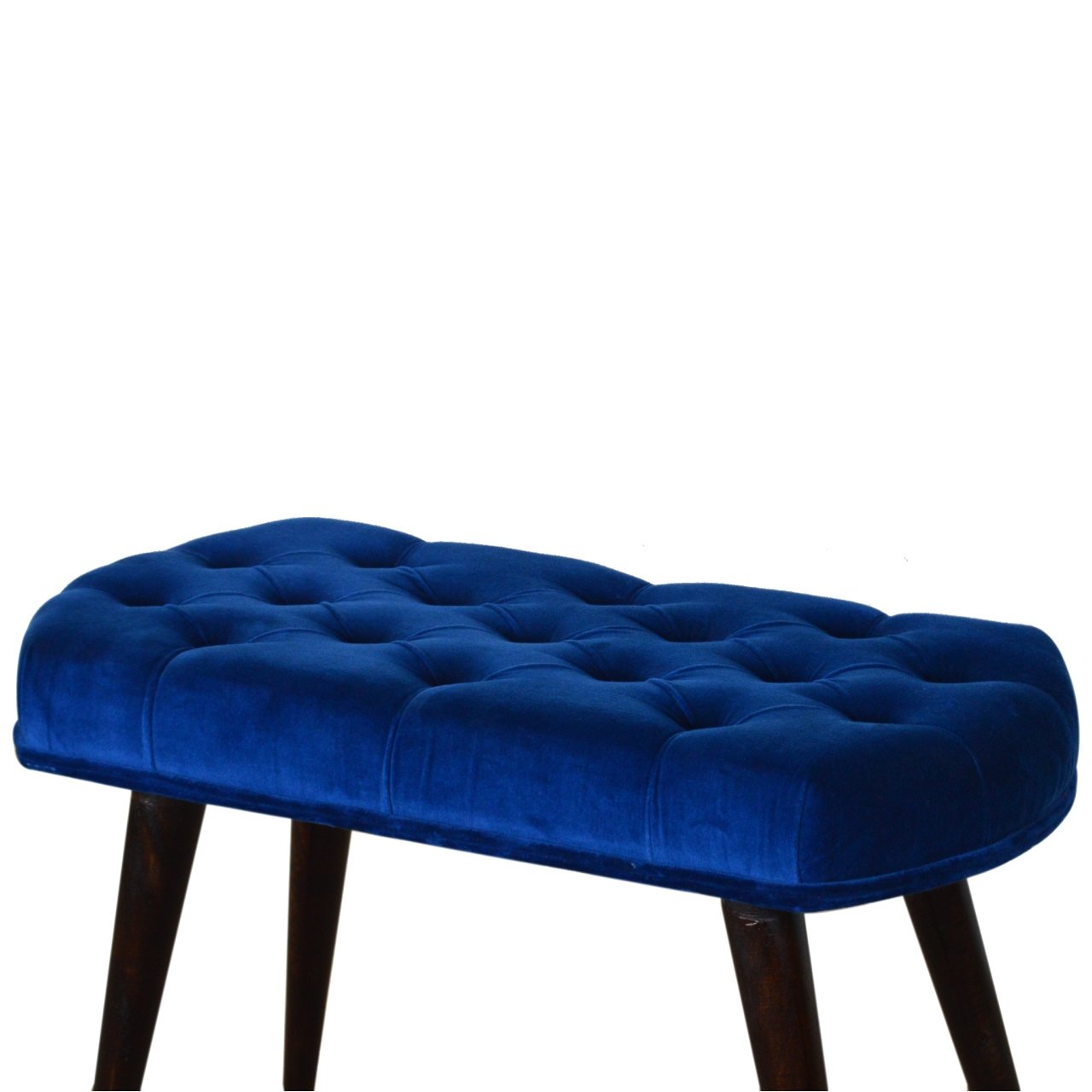 Royal Blue Velvet Button Bench