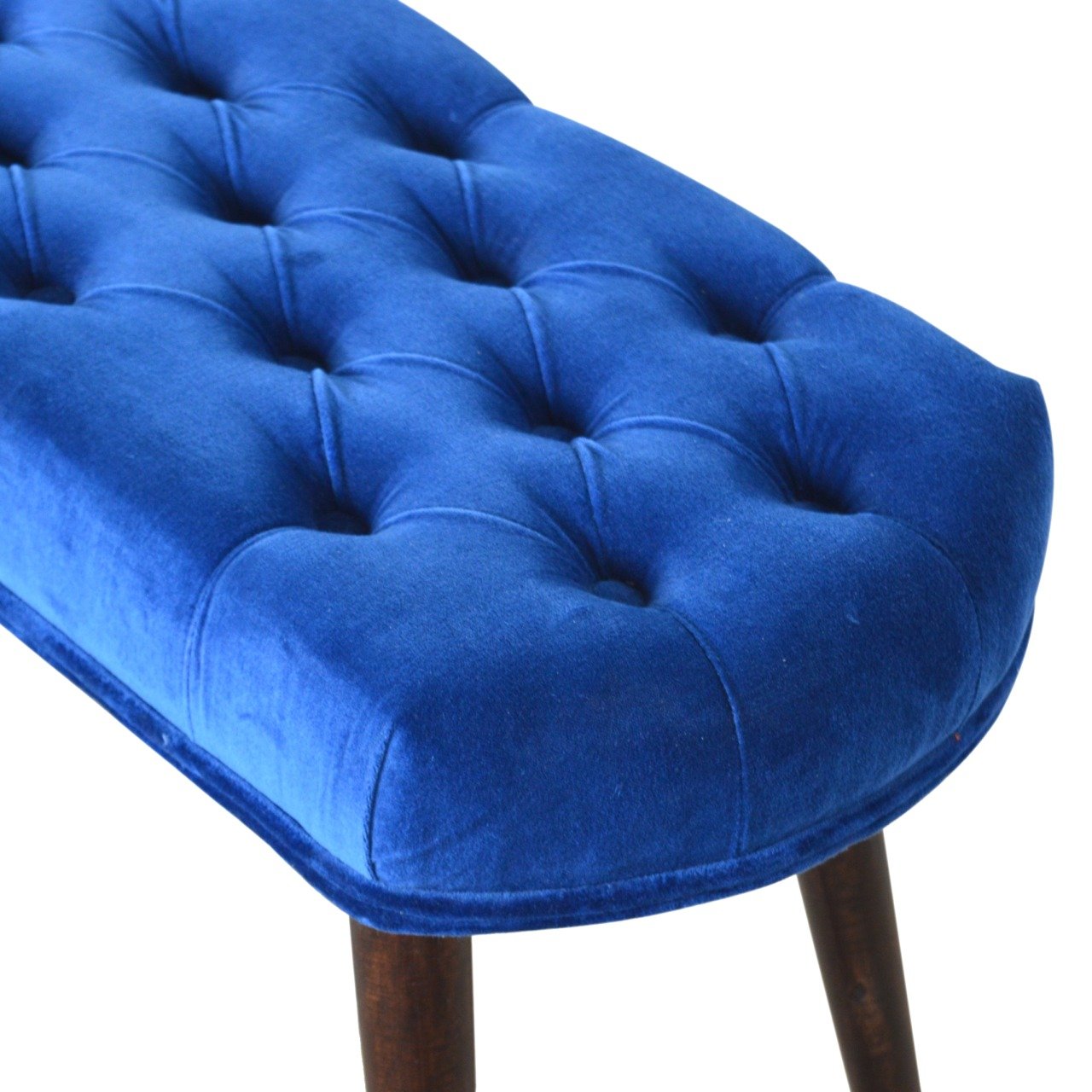 Royal Blue Velvet Button Bench