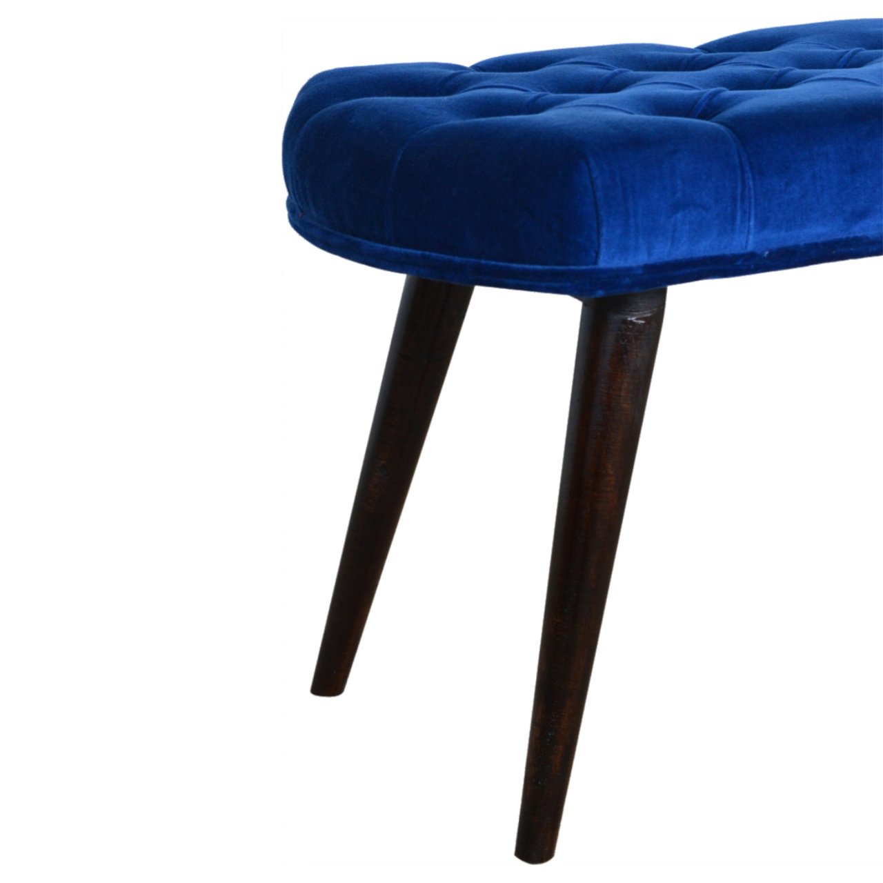 Royal Blue Velvet Button Bench