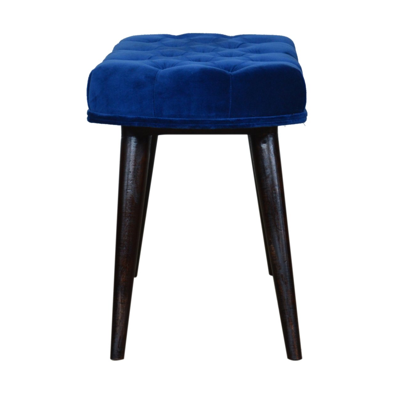 Royal Blue Velvet Button Bench