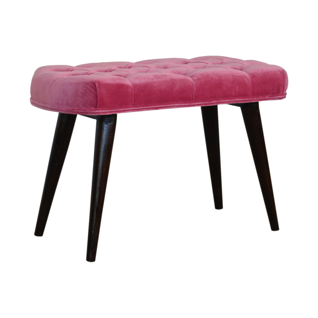 Pink Cotton Velvet Button Bench