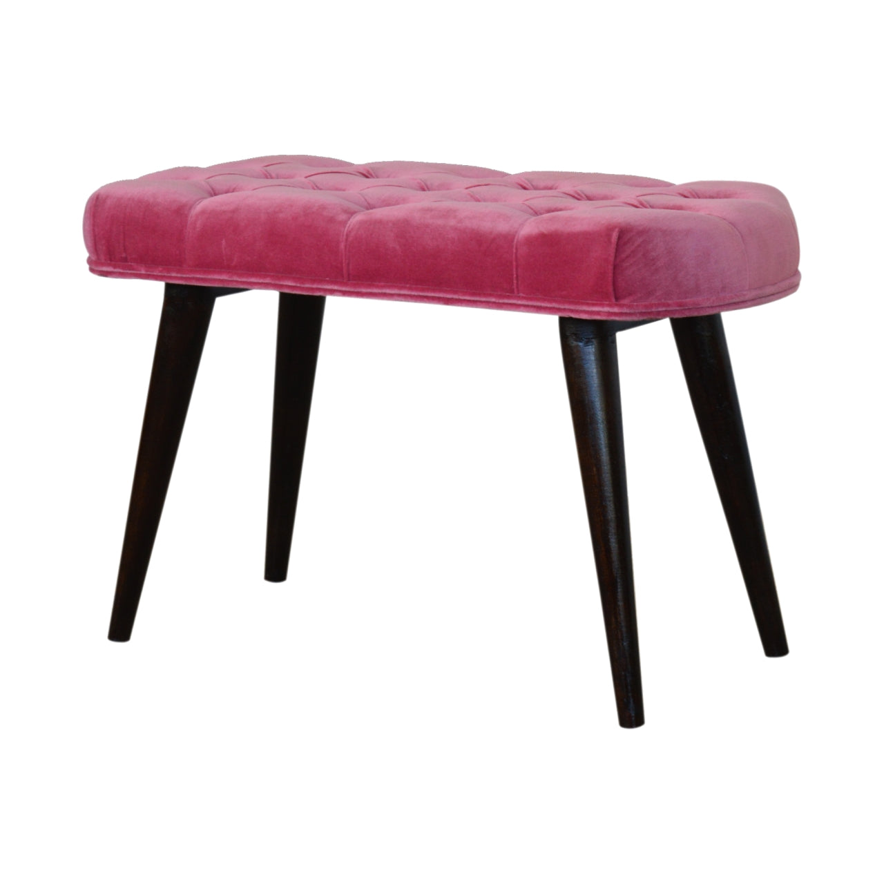 Pink Cotton Velvet Button Bench