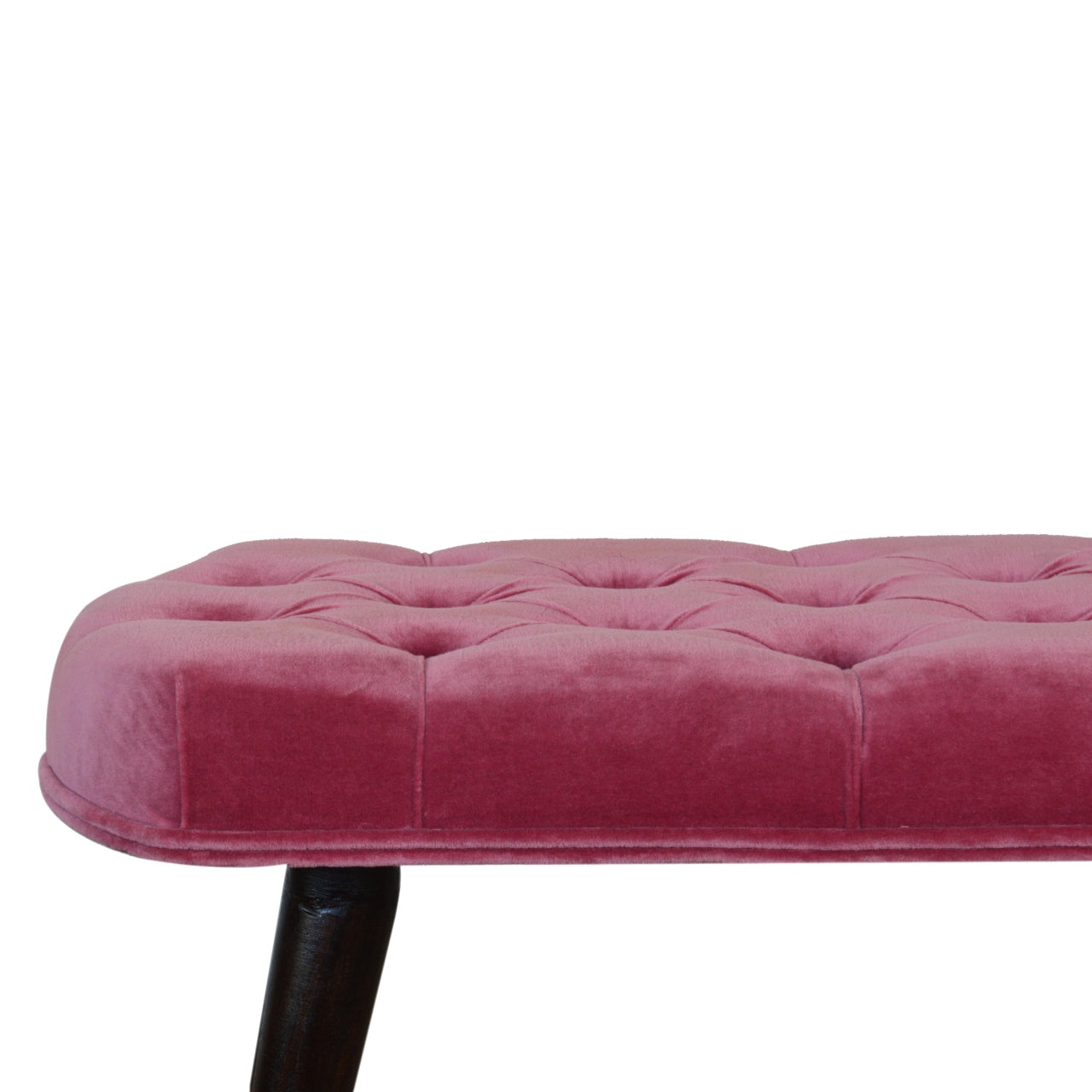 Pink Cotton Velvet Button Bench