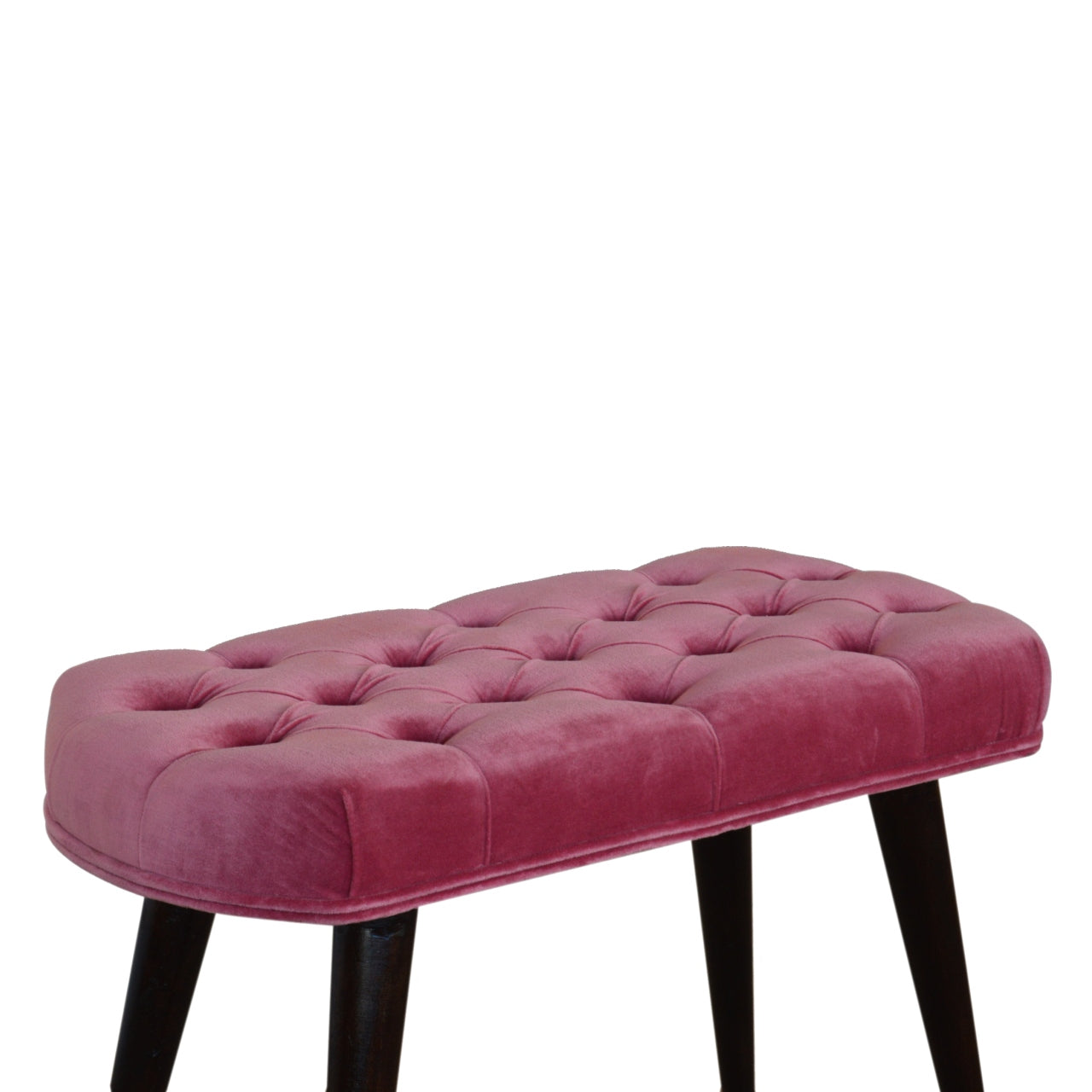 Pink Cotton Velvet Button Bench