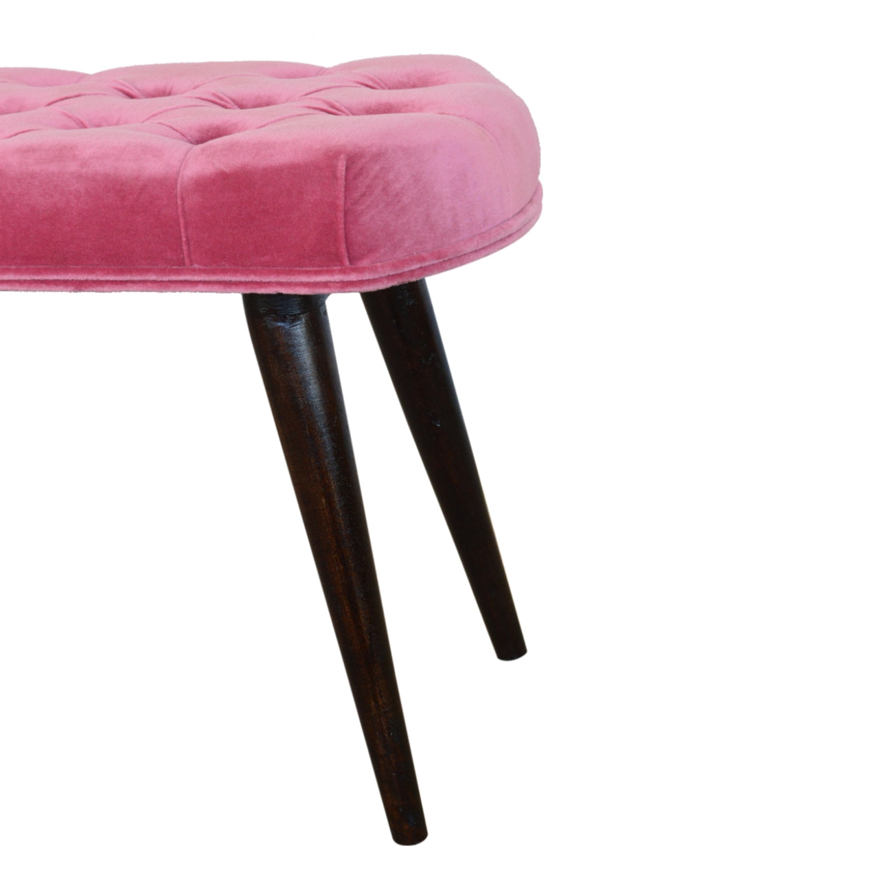 Pink Cotton Velvet Button Bench