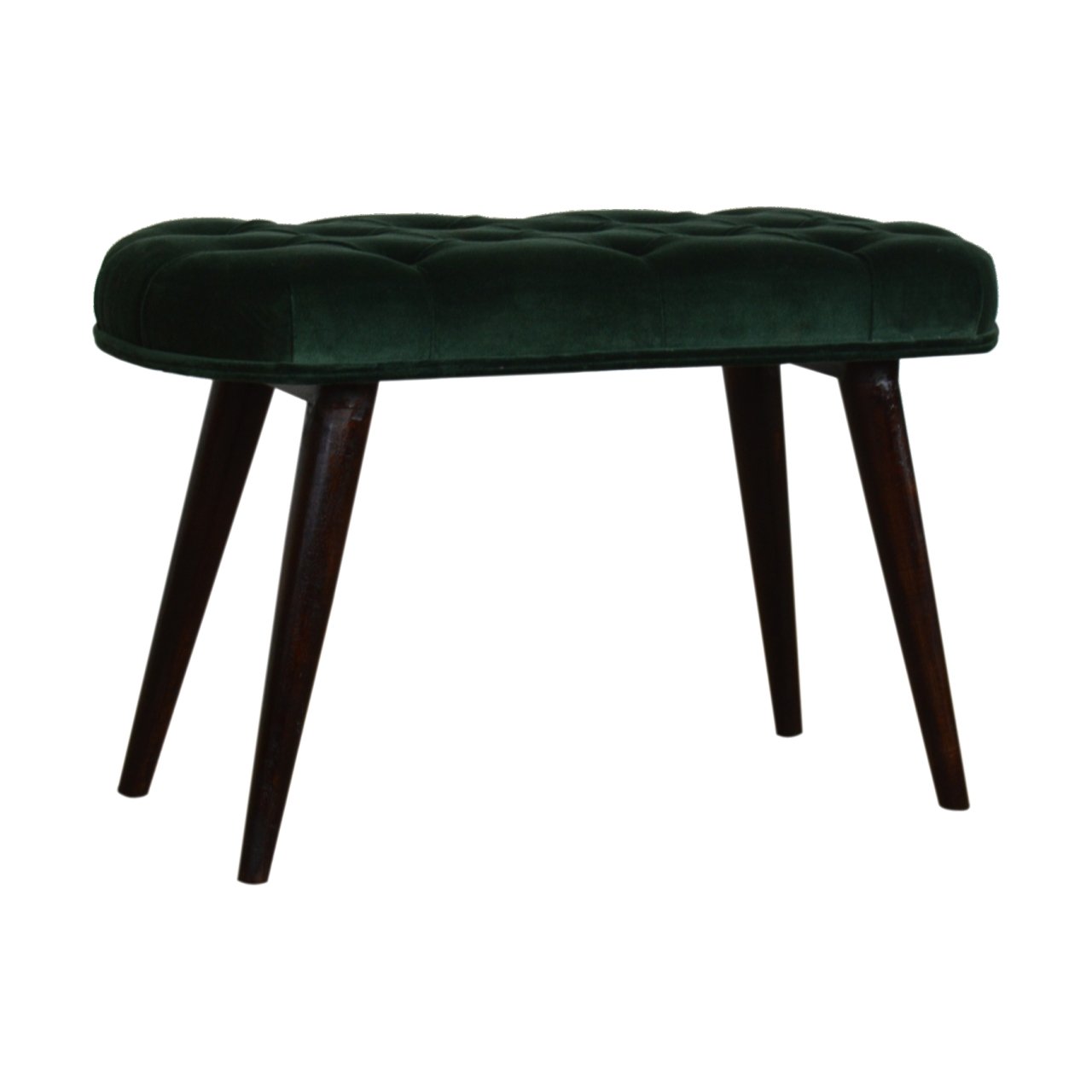 Emerald Velvet Deep Button Bench