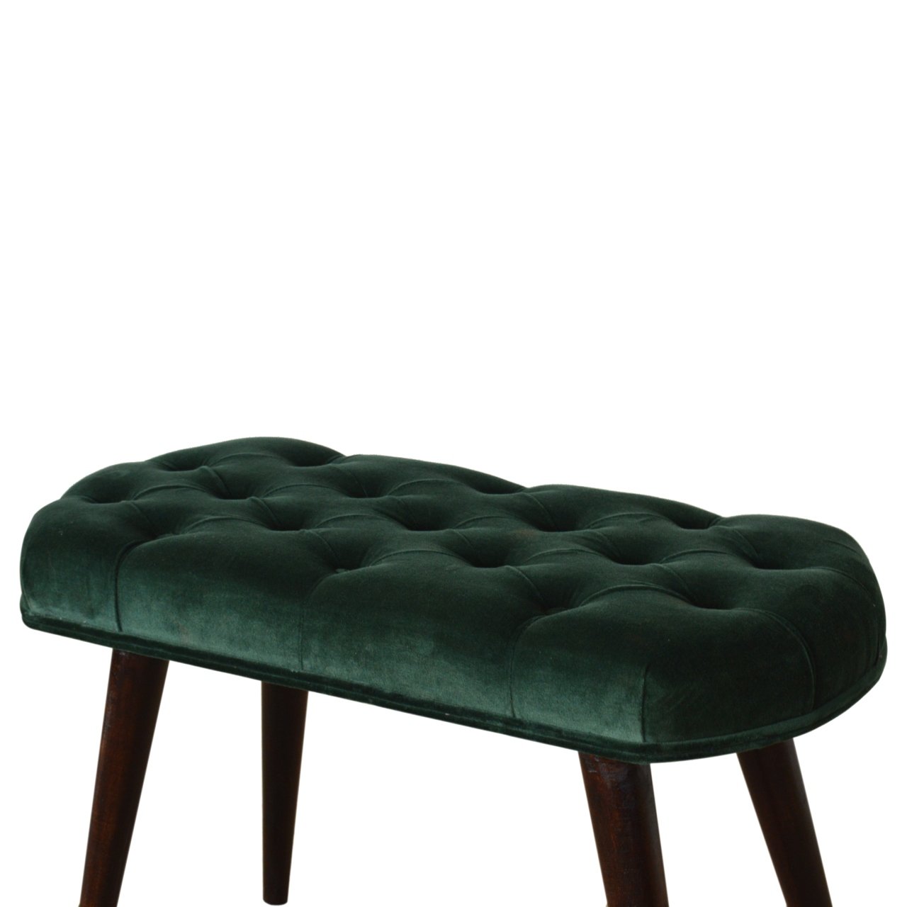 Emerald Velvet Deep Button Bench