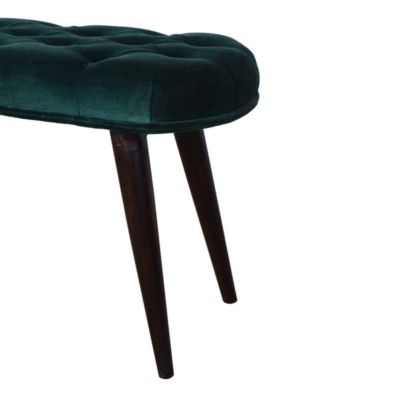 Emerald Velvet Deep Button Bench