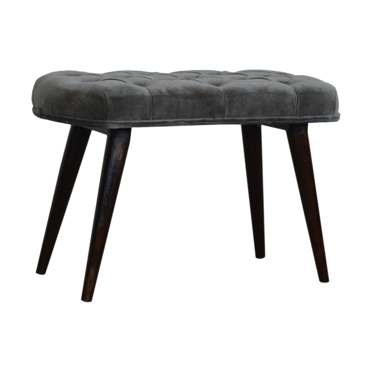 Grey Velvet Gold Base Footstool