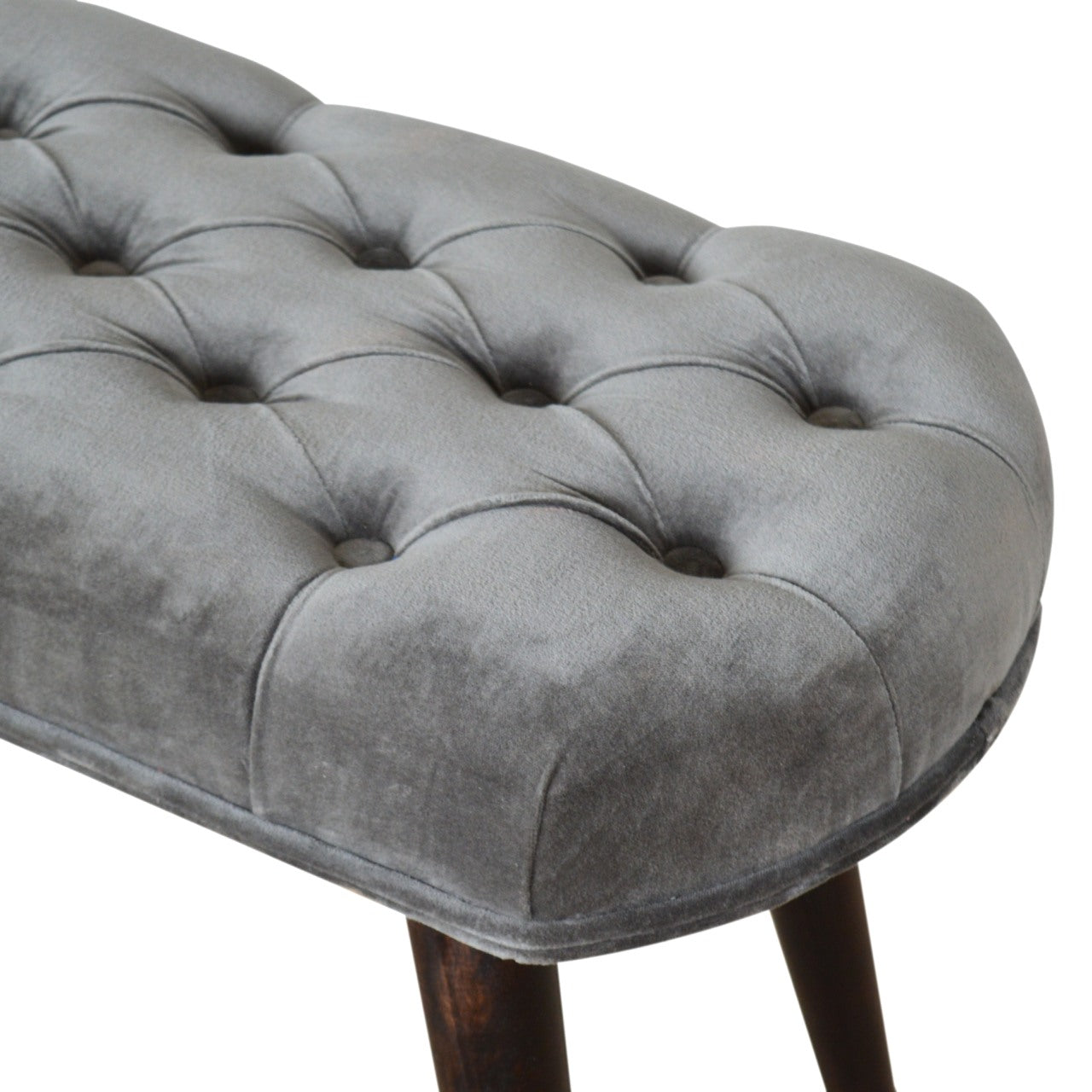 Grey Velvet Gold Base Footstool