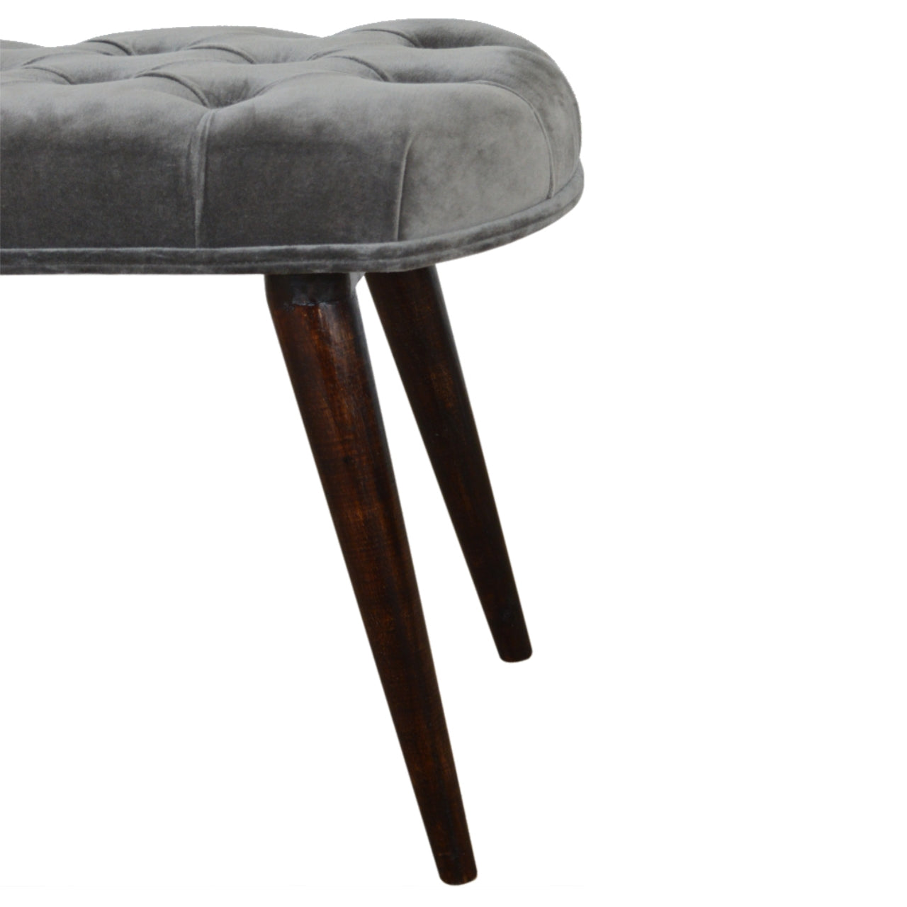 Grey Velvet Gold Base Footstool