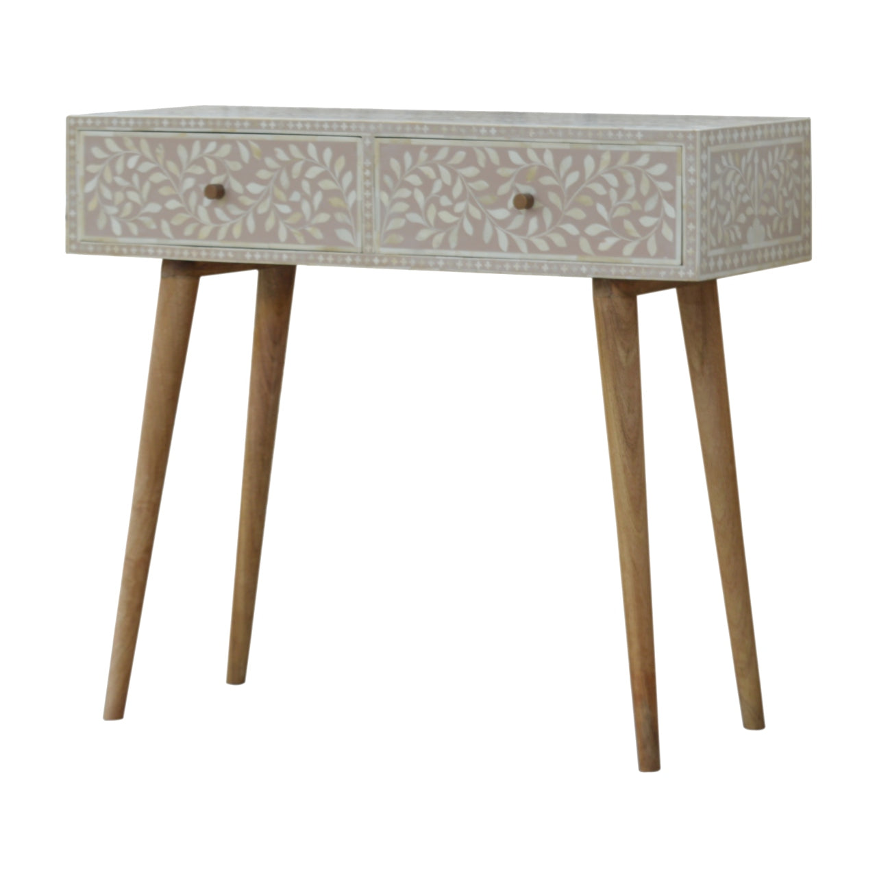 Taupe Floral Bone Console