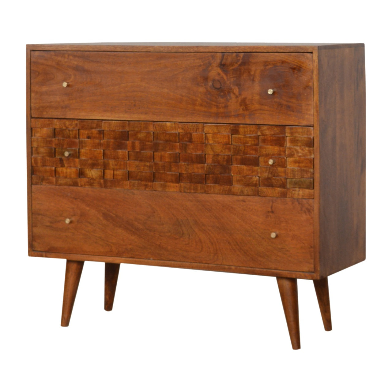 Tile Carved Chestnut Chest