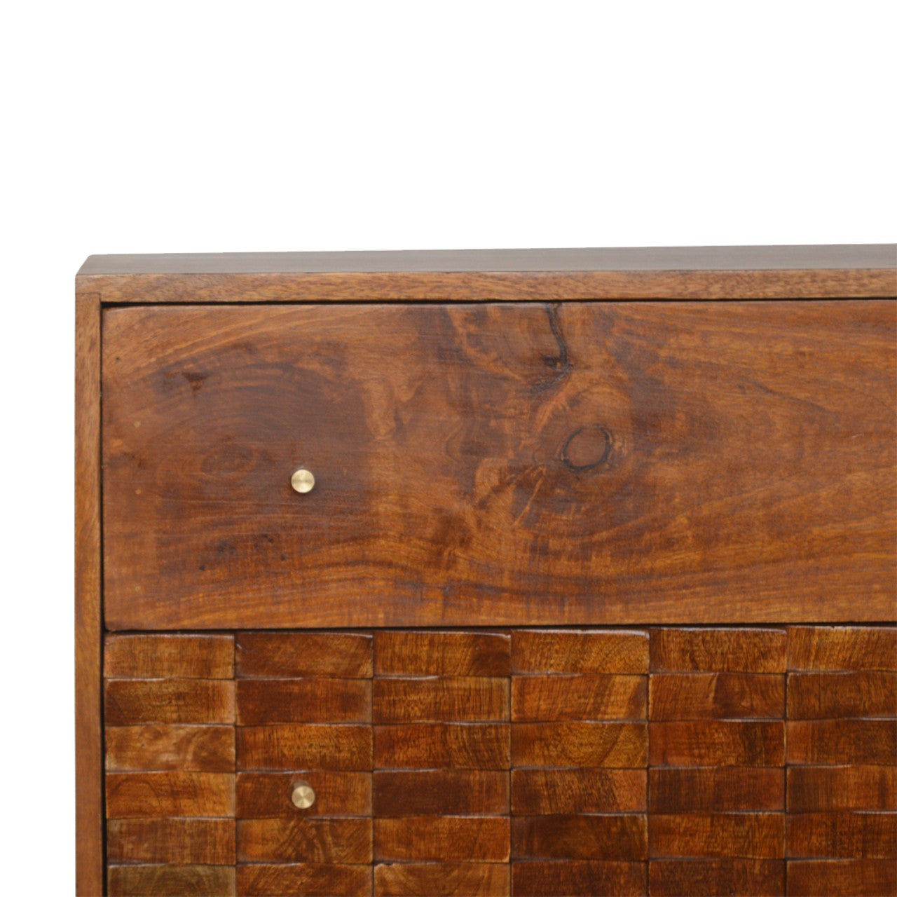 Tile Carved Chestnut Chest