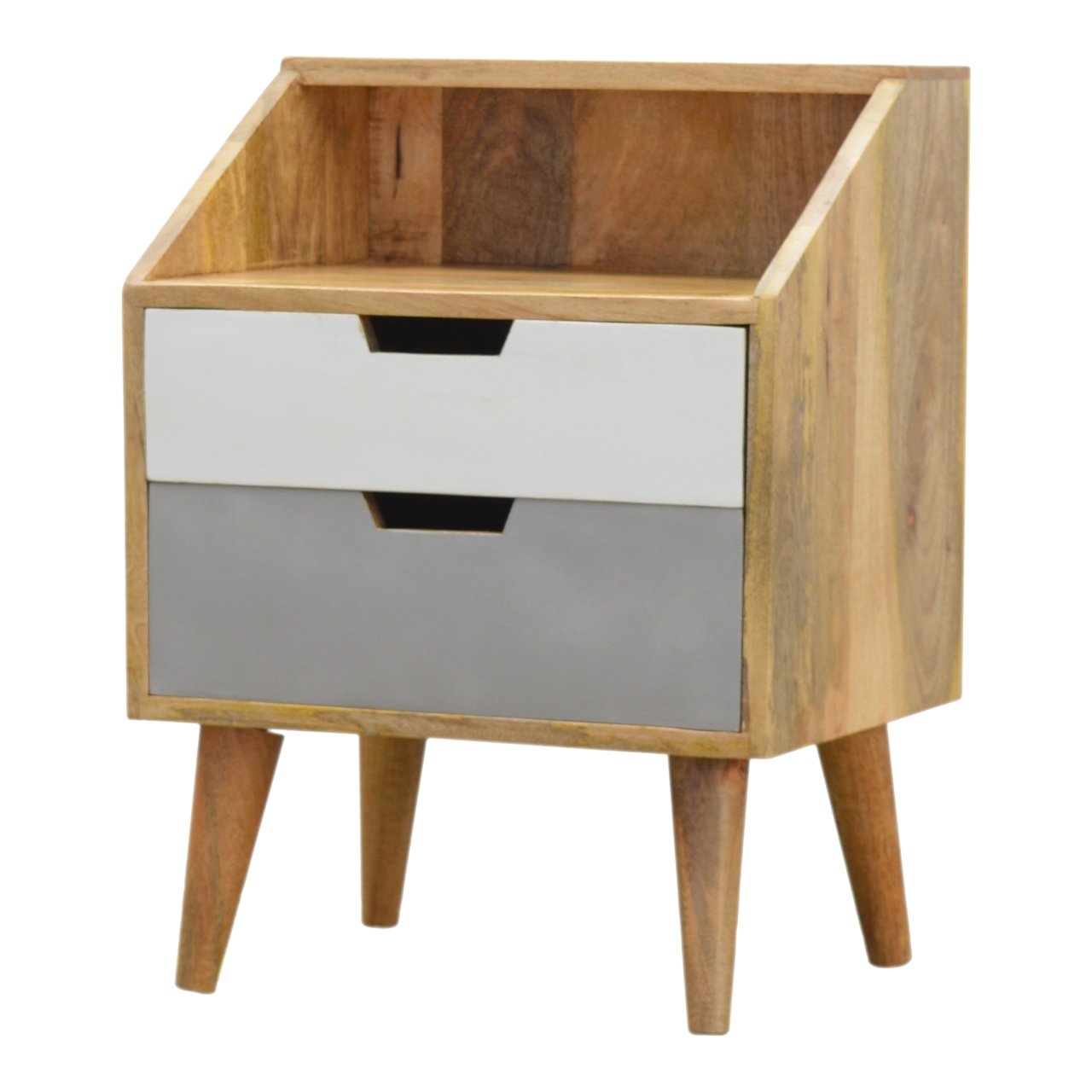 White and Grey Raised Bedside Table