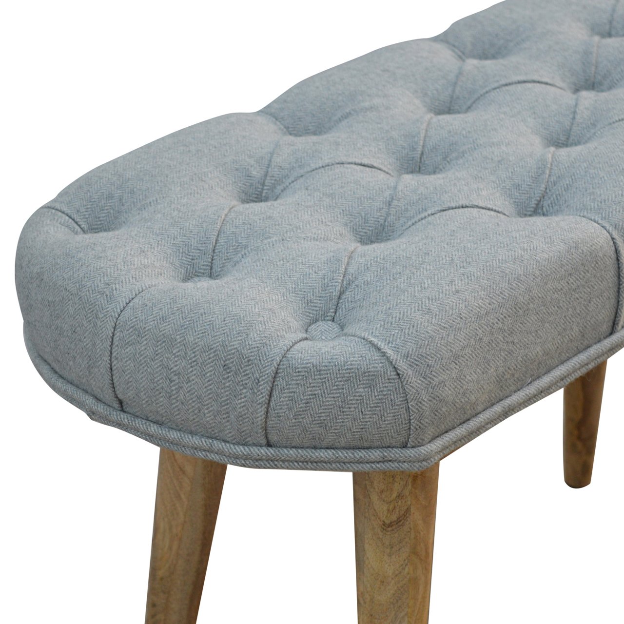 Deep Button Grey Tweed Bench