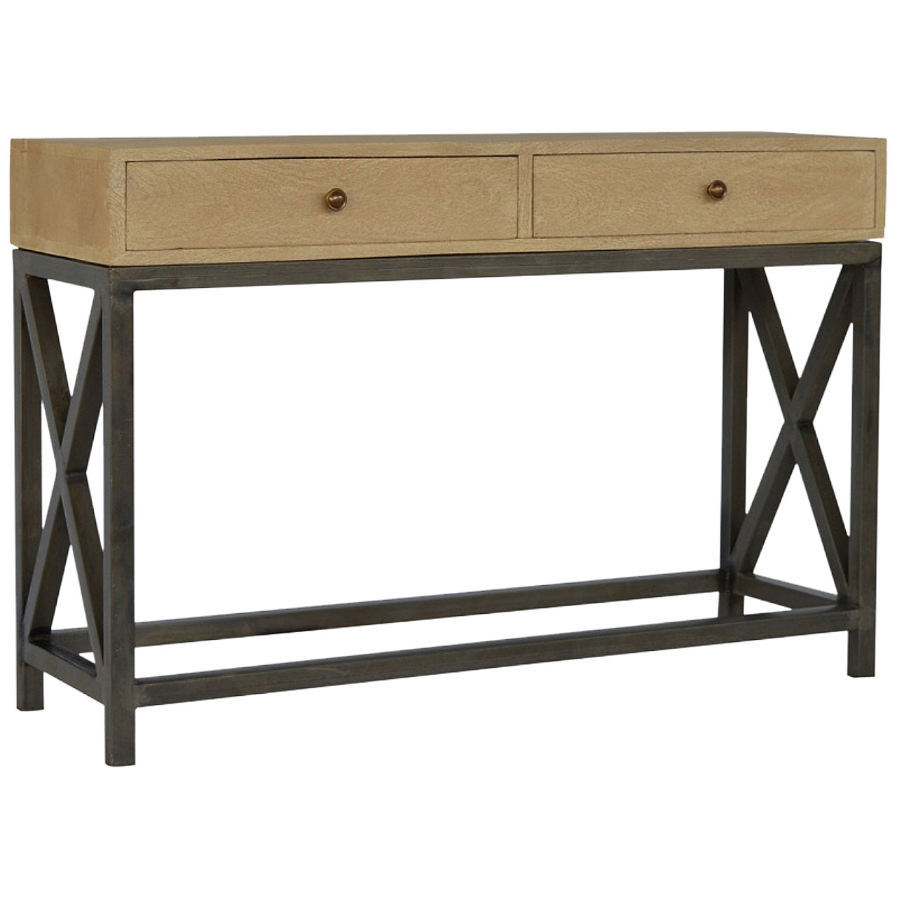 Mango Wood Metal Base Console Table