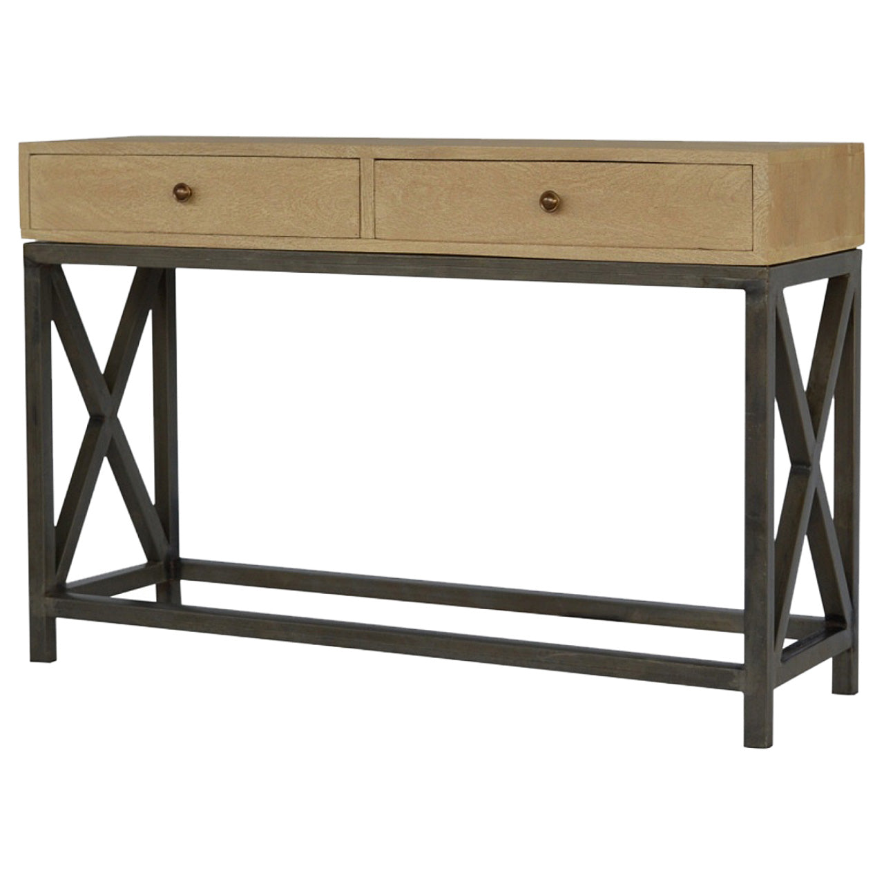 Mango Wood Metal Base Console Table