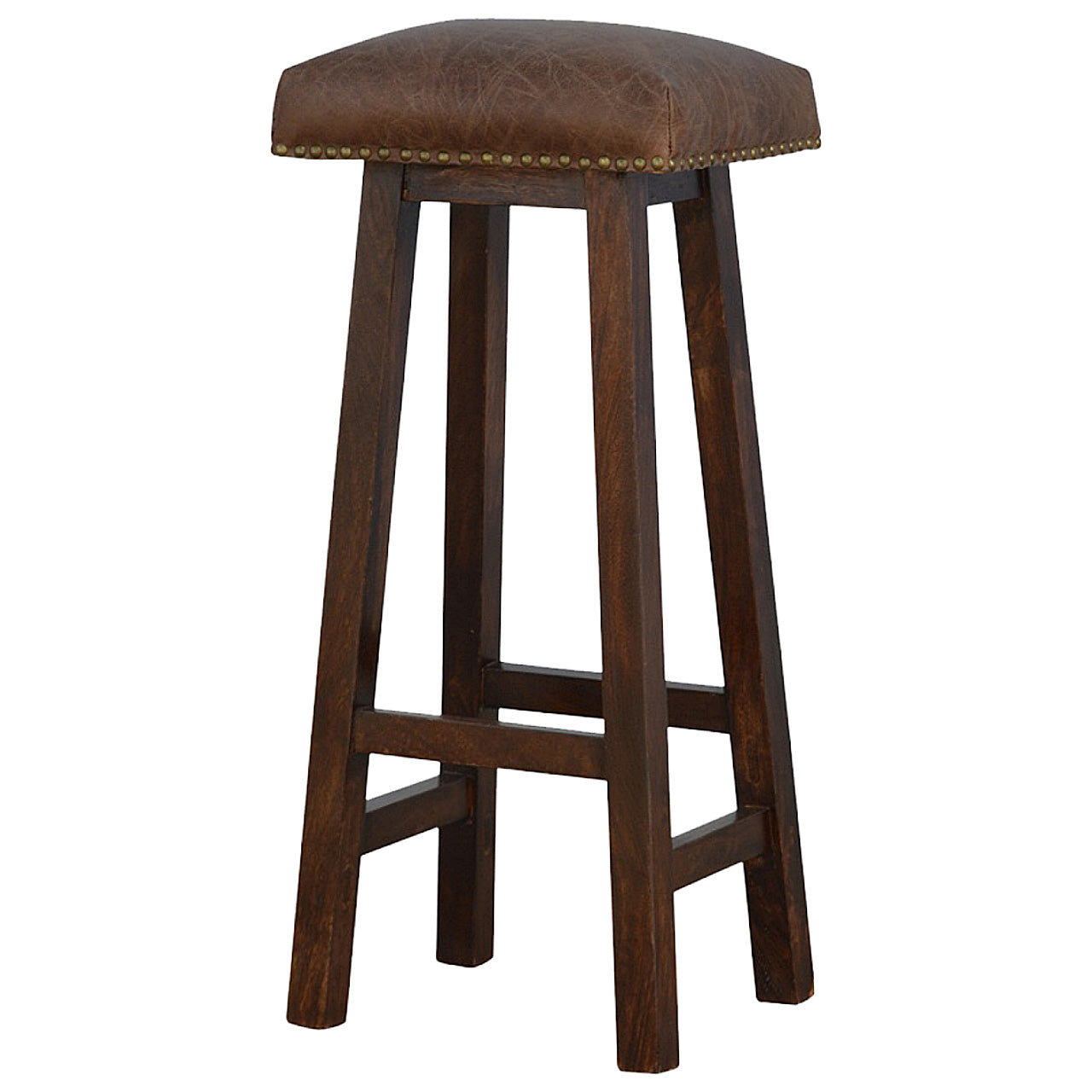 Buffalo Brass Leather Bar Stool