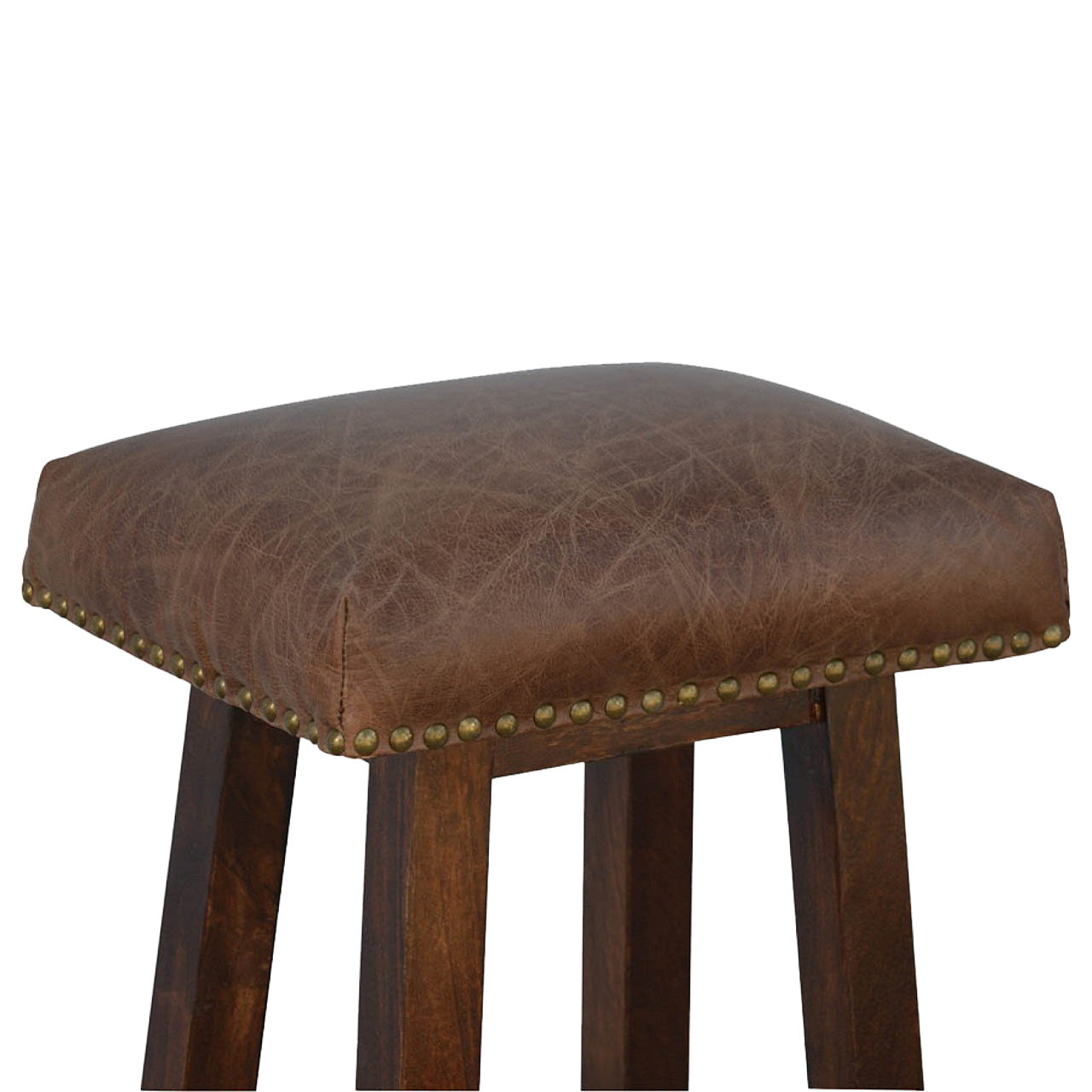 Buffalo Brass Leather Bar Stool