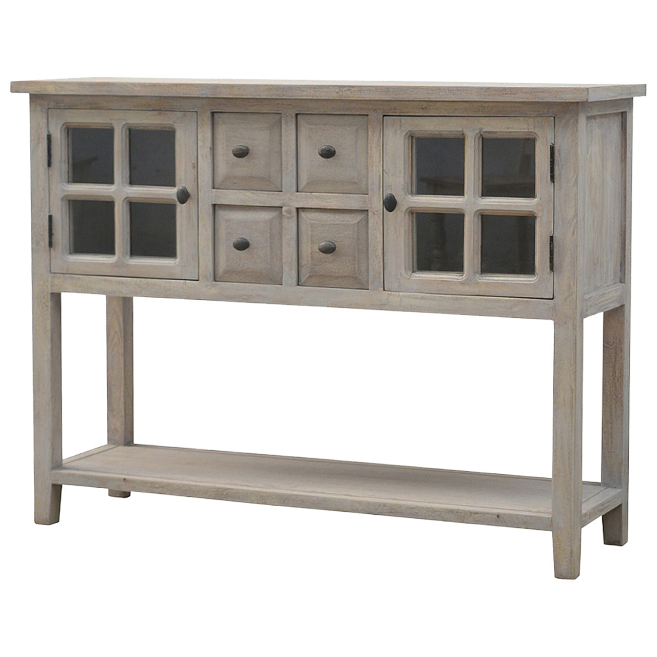 2 Door 4 Drawer Glazed Console