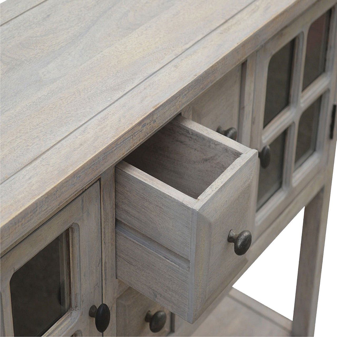 2 Door 4 Drawer Glazed Console