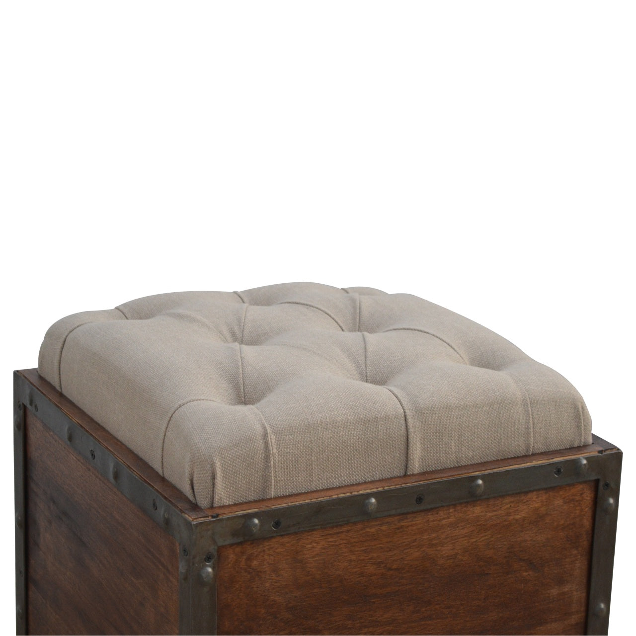 Iron Padded Storage Footstool