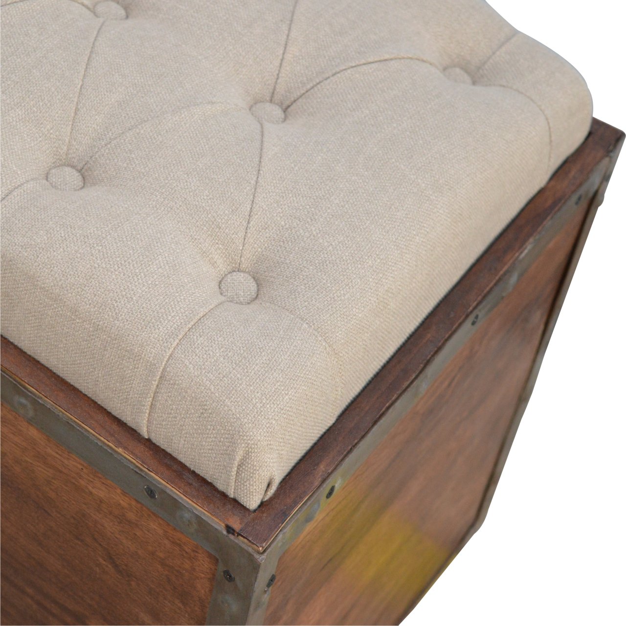 Iron Padded Storage Footstool