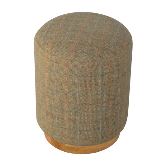 Multi Tweed Round Footstool