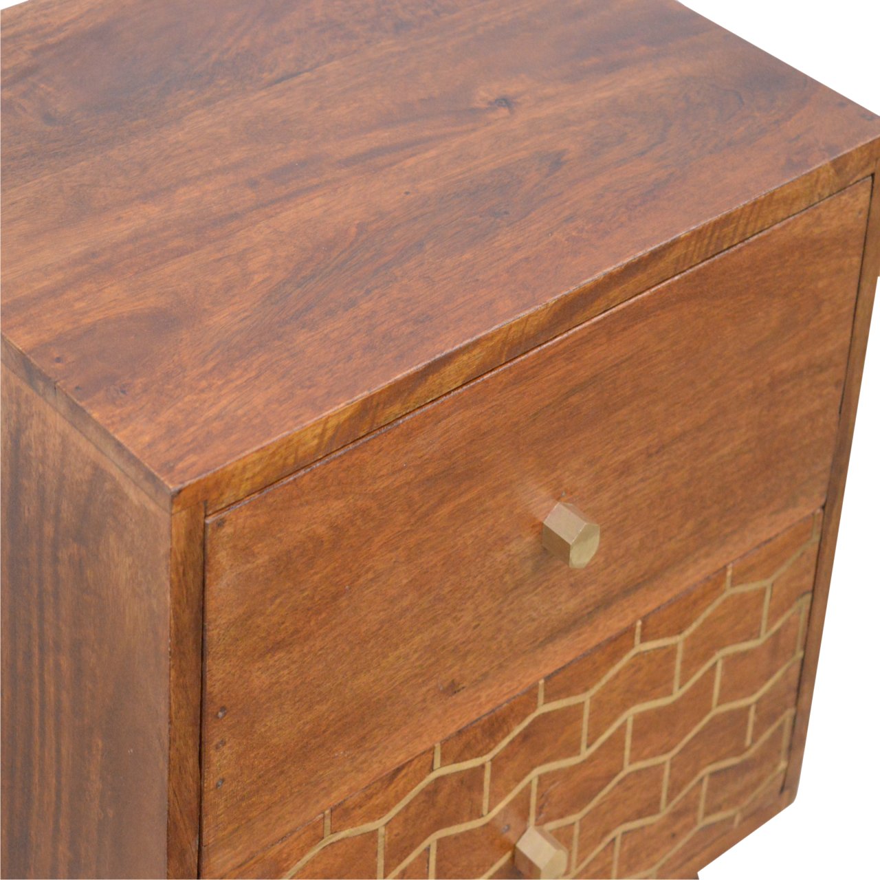 Gold Art Pattern 2 Drawer Bedside