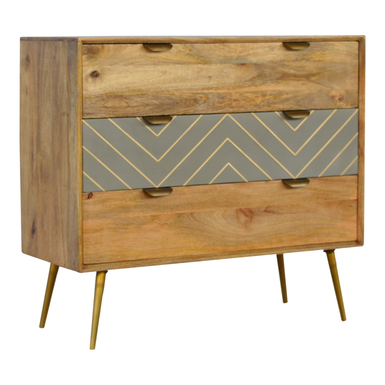 Sleek Cement Brass Inlay Chest